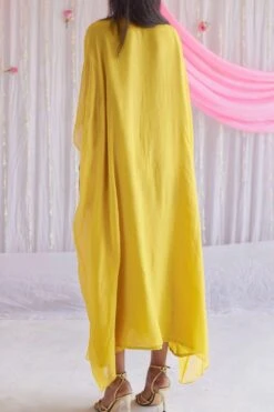 Shorshe Yellow Hand Embroidered Kaftan -Echo Clohting Shop 217shor18 5 1