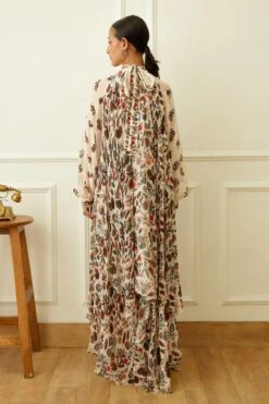 Nikasha Ivory Kohinoor Jaal Print Asymmetrical Dress -Echo Clohting Shop 21823na21 4
