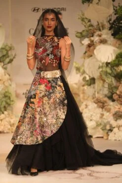 Varun Bahl Black Embellished Lehenga Set