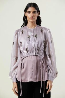 Kanika Goyal Label Dusty Pink Hand-embellished Overlay Shirt