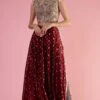Payal Singhal Maroon Embroidered Choli And Skirt Set