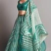 Amit Aggarwal Emerald Metallic Structured Lehenga