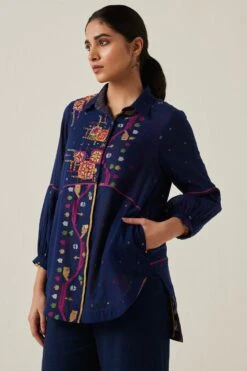 Sunira Designs Blue Gulzaar High Low Top -Echo Clohting Shop 2222323sg18 3