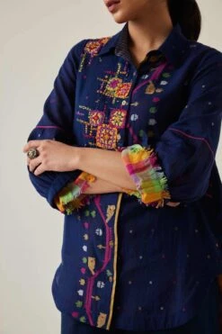 Sunira Designs Blue Gulzaar High Low Top -Echo Clohting Shop 2222323sg18 4