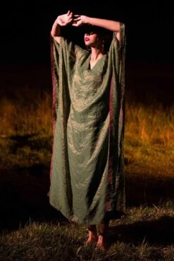 Naina Jain Green Chanderi Benarasi Kaftan -Echo Clohting Shop 222nj4 2