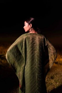 Naina Jain Green Chanderi Benarasi Kaftan -Echo Clohting Shop 222nj4 4