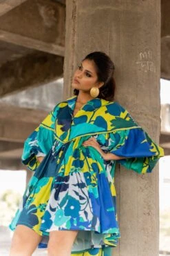 Pooja Keyur Blue Paradise Dress -Echo Clohting Shop 222pok4 3