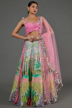 Payal Singhal Pink Tropical Printed Lehenga Set