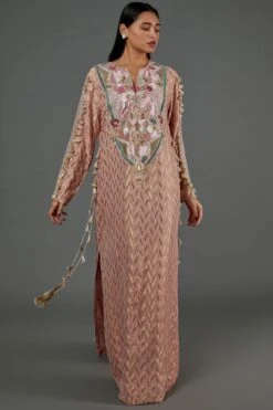 Payal Singhal Rose Pink Ikat Benarasi Kaftan