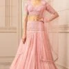 Tarun Tahiliani Pink Kalidar Sheer Brocade Lehenga Set