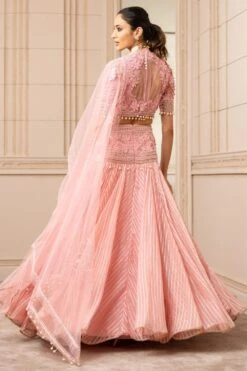 Tarun Tahiliani Pink Kalidar Sheer Brocade Lehenga Set -Echo Clohting Shop 224ttc14 4