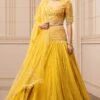 Tarun Tahiliani Mustard Kalidar Sheer Brocade Lehenga Set
