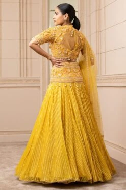 Tarun Tahiliani Mustard Kalidar Sheer Brocade Lehenga Set -Echo Clohting Shop 224ttc15 3