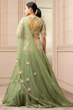 Tarun Tahiliani Green Kalidar Sheer Brocade Lehenga Set -Echo Clohting Shop 224ttc16 3