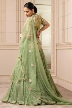 Tarun Tahiliani Green Kalidar Sheer Brocade Lehenga Set -Echo Clohting Shop 224ttc16 4