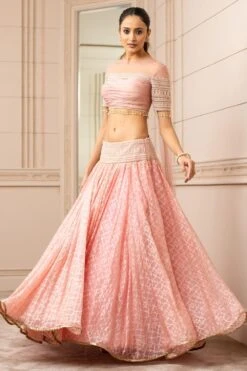 Tarun Tahiliani Pink Draped Handloom Lehenga Set -Echo Clohting Shop 224ttc20 3