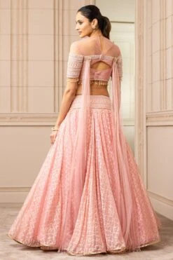 Tarun Tahiliani Pink Draped Handloom Lehenga Set -Echo Clohting Shop 224ttc20 4