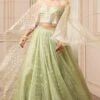 Tarun Tahiliani Jade Asymmetric Organza Brocade Lehenga Set