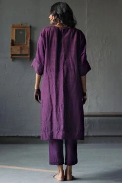 Shorshe Garnet Purple Mulberry Silk Kaftan Set -Echo Clohting Shop 229shor14 5