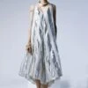 Shorshe White & Silver Asymmetric Dress