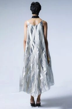 Shorshe White & Silver Asymmetric Dress -Echo Clohting Shop 2301se13 4