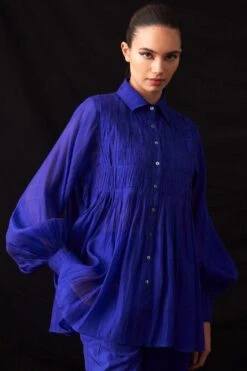 Amrich Missy Blue Hand Embellished Button Down Shirt -Echo Clohting Shop 231023ah01 3