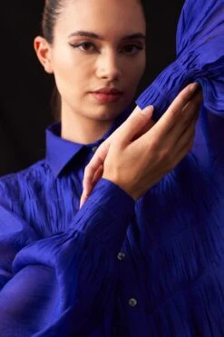 Amrich Missy Blue Hand Embellished Button Down Shirt -Echo Clohting Shop 231023ah01 4