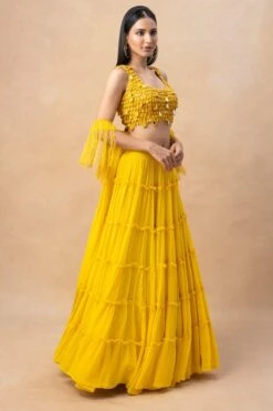Arpita Mehta Yellow Tiered Lehenga Set -Echo Clohting Shop 23623ams2 3