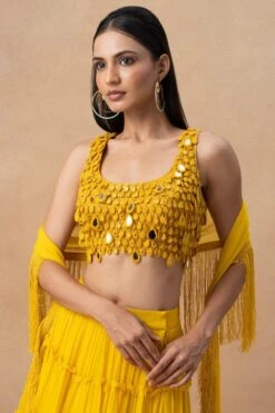 Arpita Mehta Yellow Tiered Lehenga Set -Echo Clohting Shop 23623ams2 4