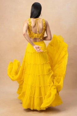Arpita Mehta Yellow Tiered Lehenga Set -Echo Clohting Shop 23623ams2 5