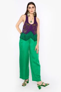 Heirloom By Rara Avis Green Pleated Pants