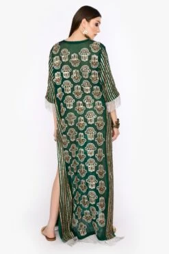 Heirloom By Rara Avis Deep Green Hamsa Embroidered Column Dress -Echo Clohting Shop 23rh28 4