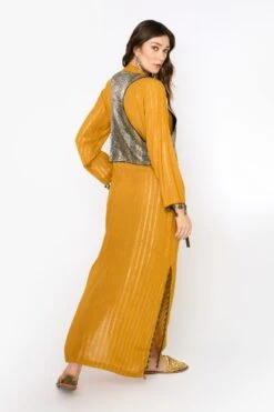 Heirloom By Rara Avis Yellow Ochre Embroidered Column Dress -Echo Clohting Shop 23rh34 4 1