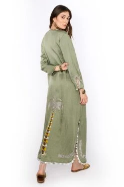 Heirloom By Rara Avis Sage Green Hamsa Embroidered Column Dress -Echo Clohting Shop 23rh48 5