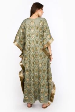 Heirloom By Rara Avis Sage Green Hamsa Embroidered Kaftan -Echo Clohting Shop 23rh49 6