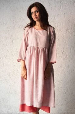 Kishmish Pink Gathered Waif Dress