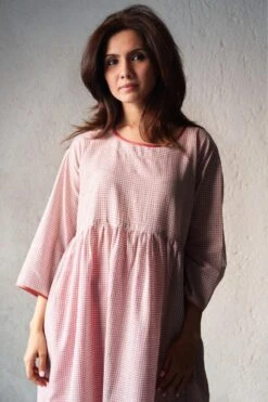Kishmish Pink Gathered Waif Dress -Echo Clohting Shop 240523km02 3