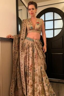 Archana Jaju Kalamkari Lehenga Set With Aari Details