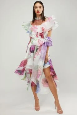 Gauri & Nainika Purple Botanical Printed Dress