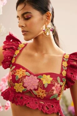 Chandrima Fuchsia Beadwork And Cutwork Bustier -Echo Clohting Shop 251023ca03 4