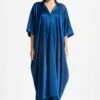 Three Electric Blue V-neck Kaftan