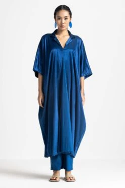 Three Electric Blue V-neck Kaftan