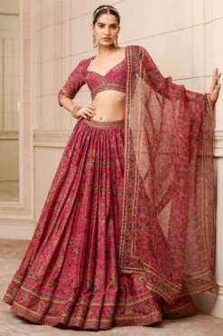 Tarun Tahiliani Fuchsia Embroidered Lehenga Set