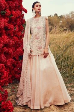 Bhumika Sharma Champagne Hand Embroidered Lehenga Set