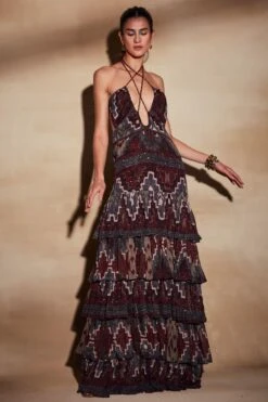 Nikita Mhaisalkar Merlot Tapis Print Maxi Dress