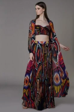 Saaksha & Kinni Abstract Print Hand Micro Pleated Bustier
