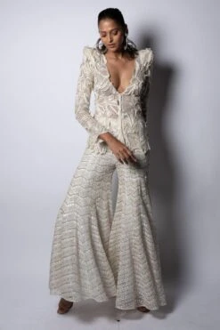 Ritika Mirchandani Ivory & Gold Floral Embellished Sharara Set -Echo Clohting Shop 25423rm13 4