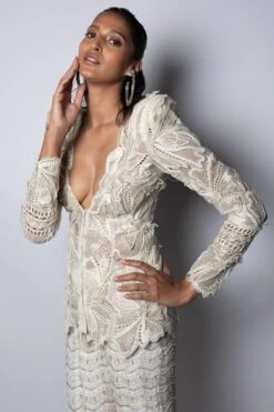 Ritika Mirchandani Ivory & Gold Floral Embellished Sharara Set -Echo Clohting Shop 25423rm13 5