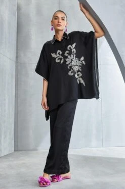 Namrata Joshipura Black Moon Flower Kaftan Set
