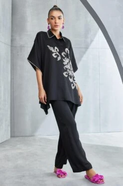Namrata Joshipura Black Moon Flower Kaftan Set -Echo Clohting Shop 25723nj1 3